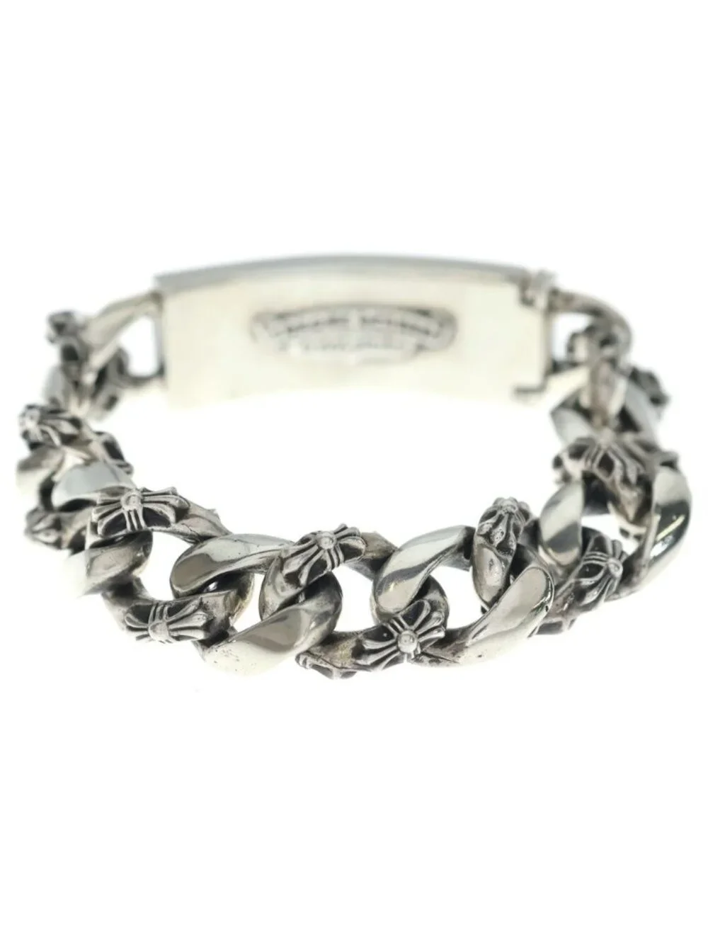 Chrome Hearts ID 3 Star Three ID Fancy Link Bracelet Silver